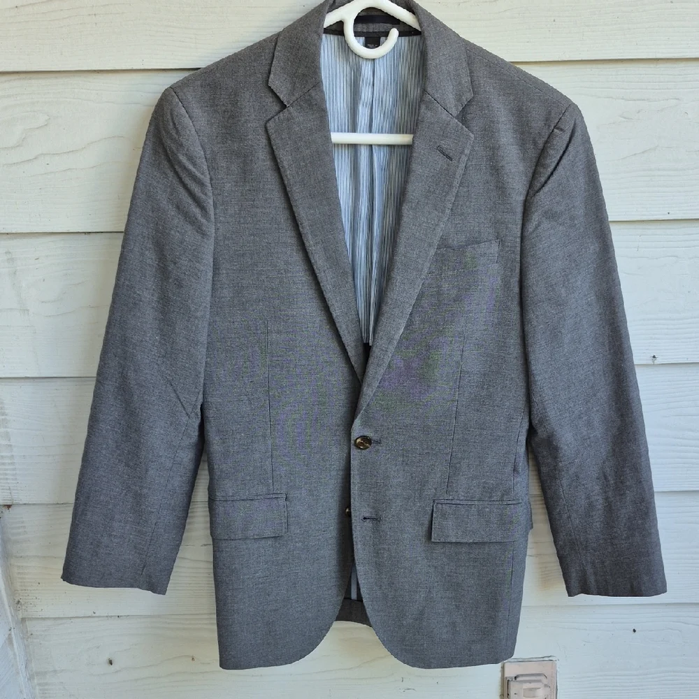 J CREW Ludlow Grey Solid Carpini Cloth Cotton Sz 34 S Mens Sport Coat‎ Blazer